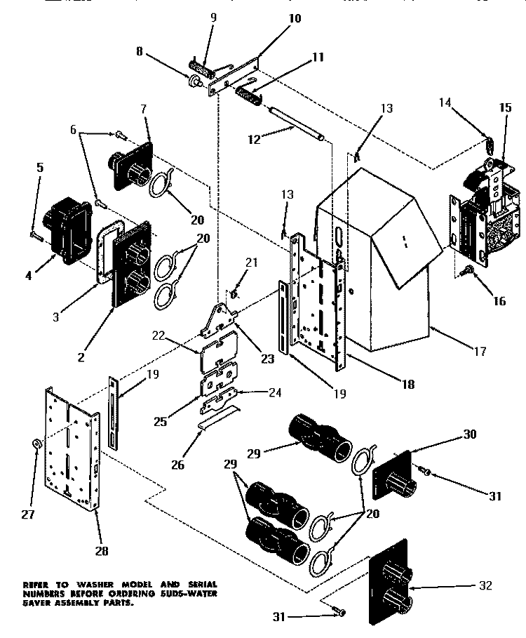 25053 SUDS - WATER SAVER VALVE ASSY Diagram and Parts List for DA9103  Speed Queen Washer