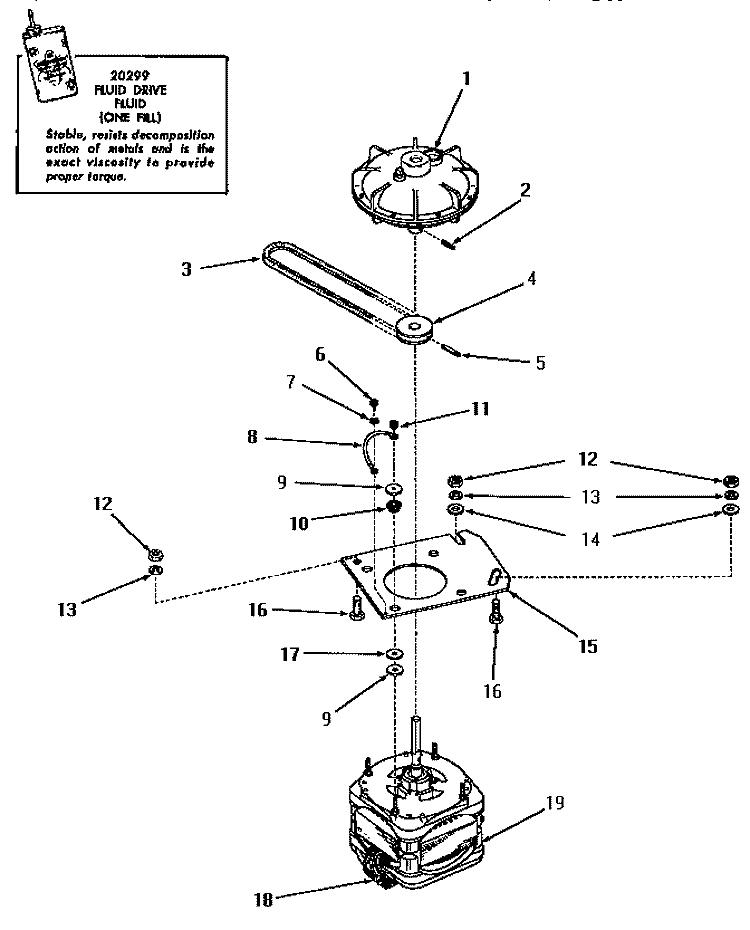 MOTOR AND FLUID DRIVE Diagram and Parts List for DA9103  Speed Queen Washer