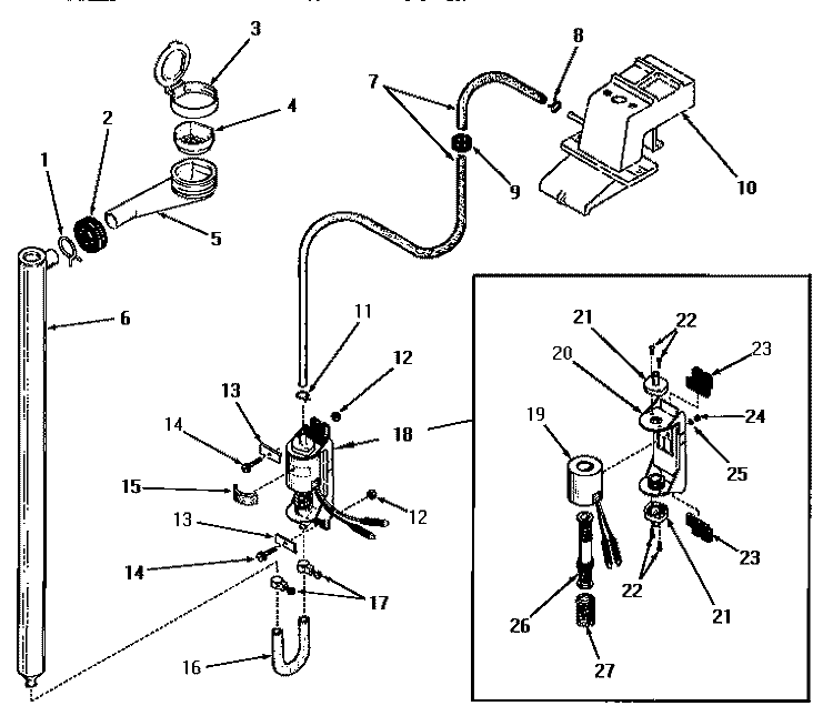 BLEACH DISPENSER Diagram and Parts List for DA9103  Speed Queen Washer