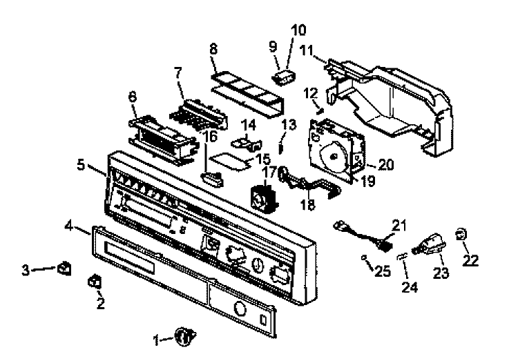CONTROL PANEL ASSY Diagram and Parts List for DCS550L P1194802W Amana Dishwasher