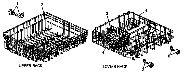 UPPER / LOWER RACK PARTS Diagram and Parts List for DCS550L P1194802W Amana Dishwasher