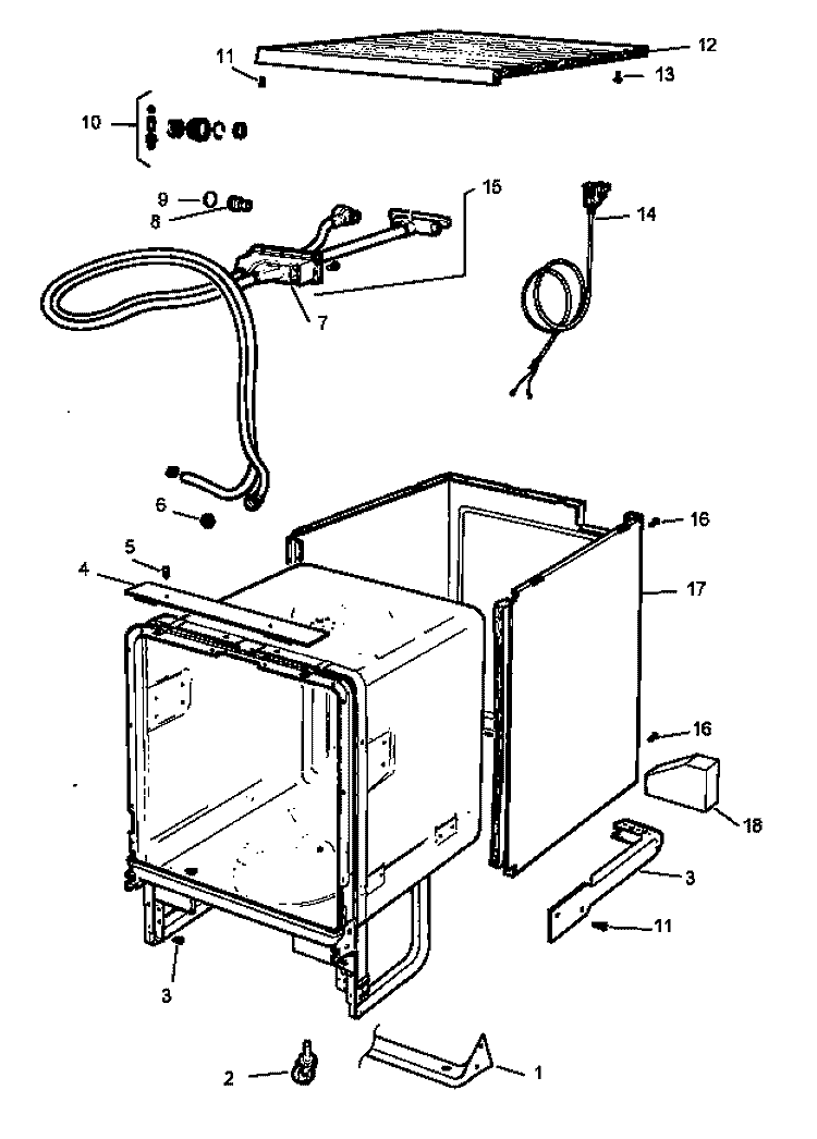 MISCELLANEOUS PARTS Diagram and Parts List for DCS550L P1194802W Amana Dishwasher