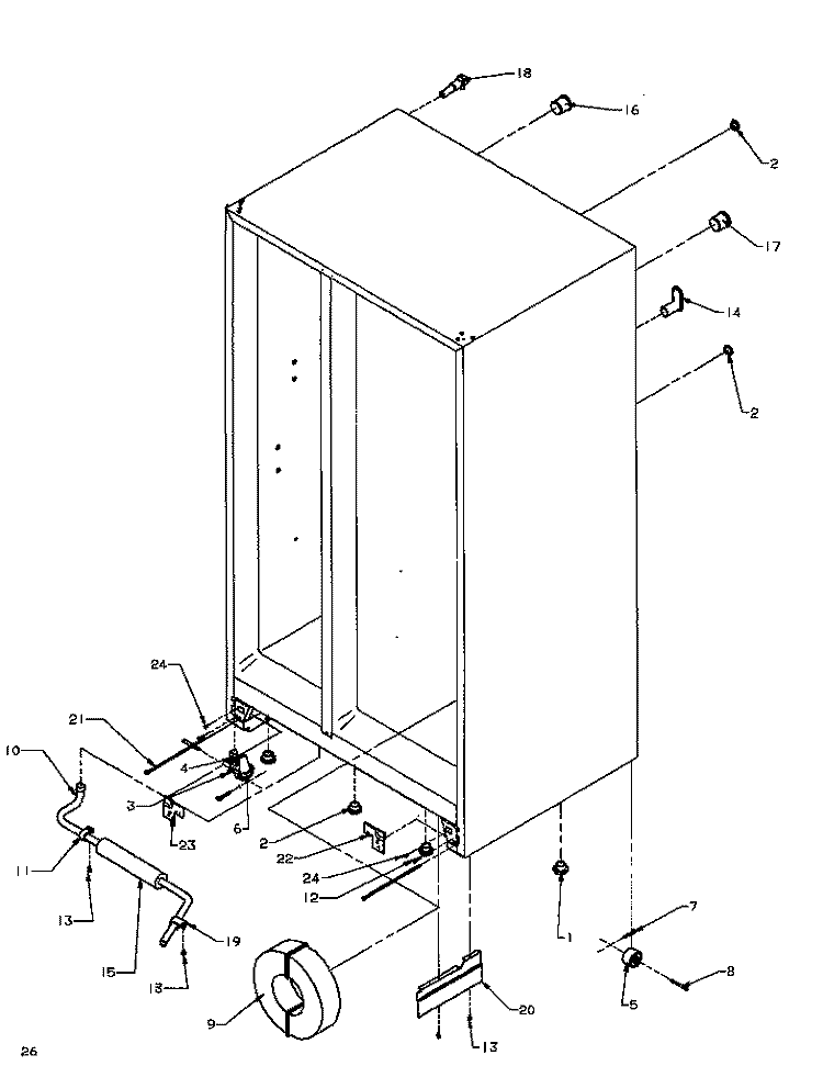 ROLLERS AND BACK UNIT Diagram and Parts List for SBD20Q2E P1162512W E Amana Refrigerator