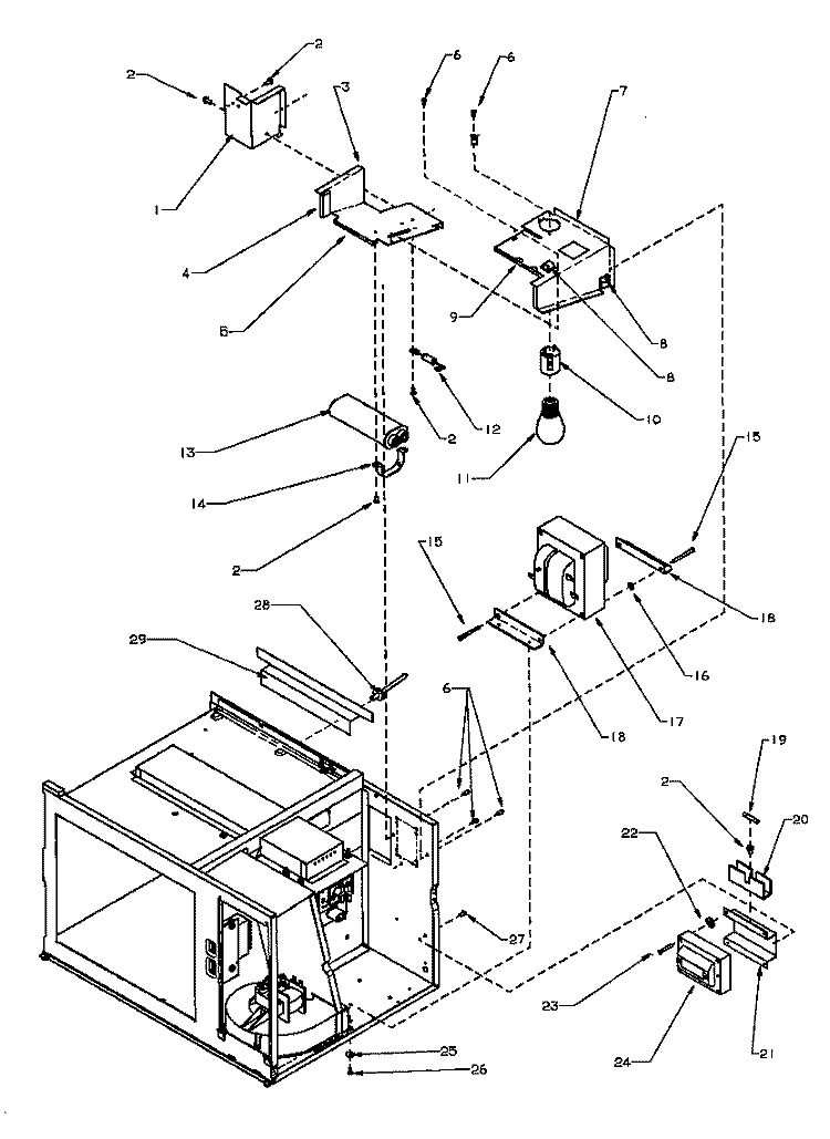 CHASSIS ASSY & ELEC COMPONENTS (CON`T) Diagram and Parts List for MH11BMP P1156015M Amana Microwave