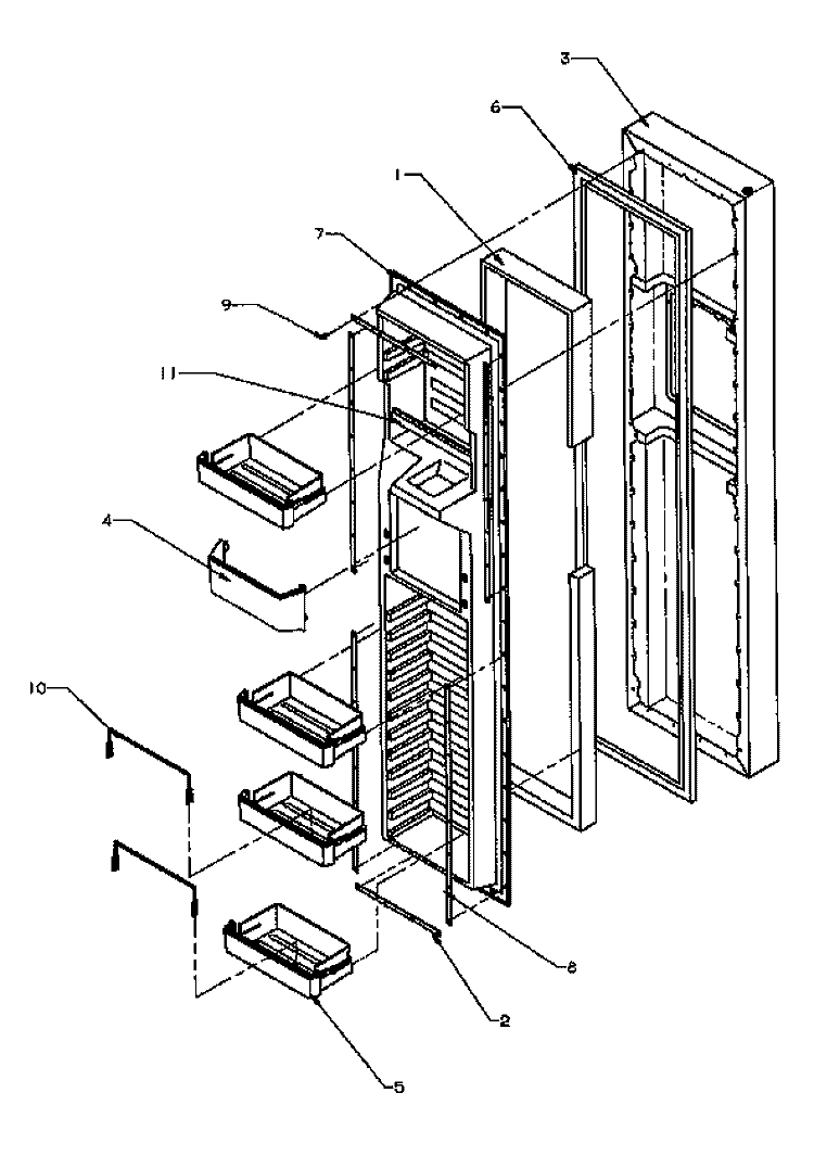 FZ DOOR Diagram and Parts List for SXDE27QW P1162208W W Amana Refrigerator
