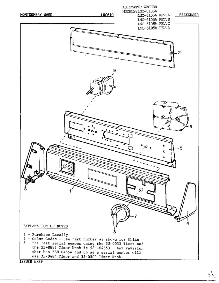 Automatic Washer Diagram and Parts List for 6105A REV D Norge Washer