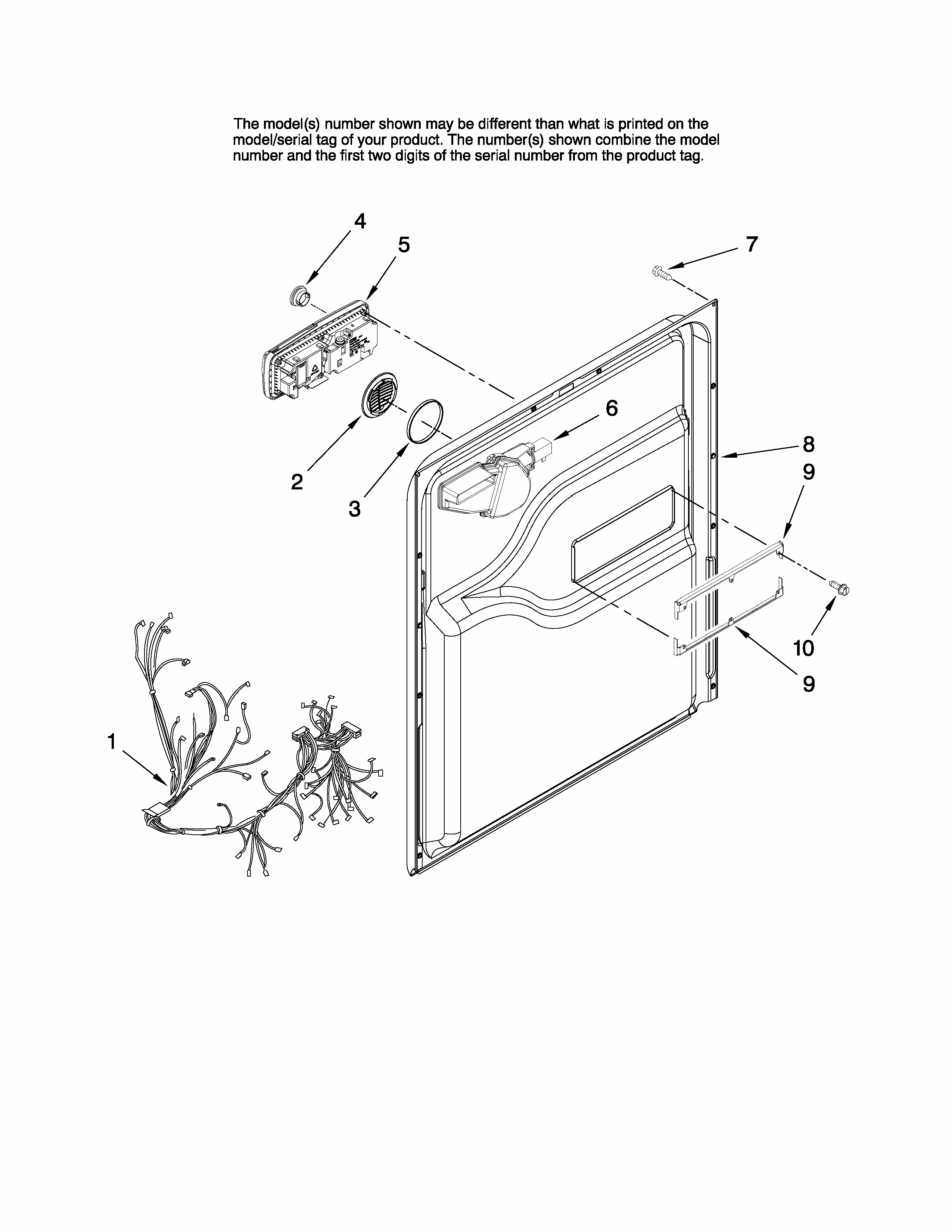 Door And Latch Parts Diagram and Parts List for MDBTT60AWQ3  Maytag Dishwasher
