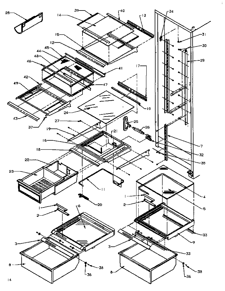 REF SHELVING AND DRAWERS Diagram and Parts List for SXDE27QW P1162208W W Amana Refrigerator