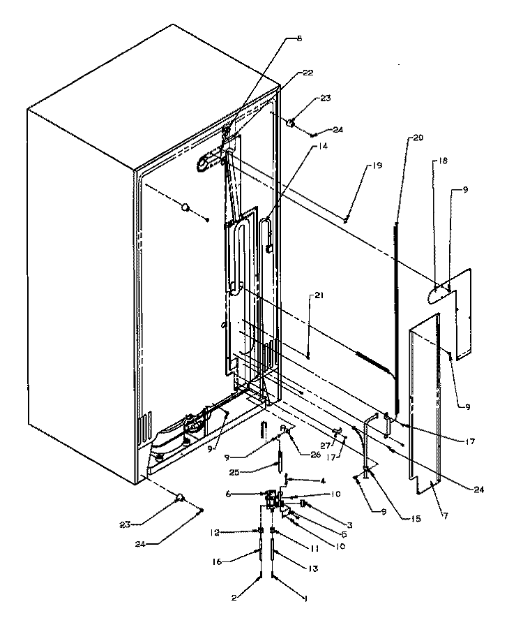 CABINET BACK Diagram and Parts List for SXDE27QW P1162208W W Amana Refrigerator