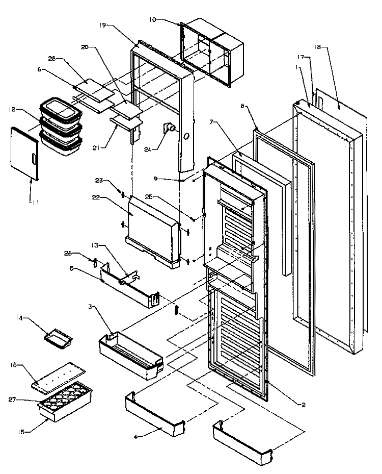 REF DOOR Diagram and Parts List for SXD20Q2W P1162508W W Amana Refrigerator