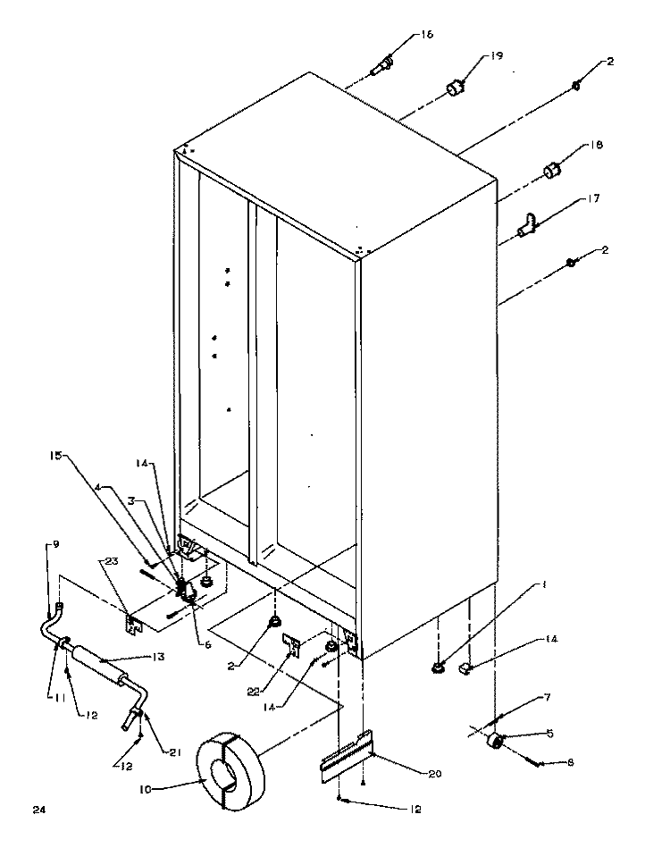 DRAIN AND ROLLERS Diagram and Parts List for SXD20Q2W P1162508W W Amana Refrigerator