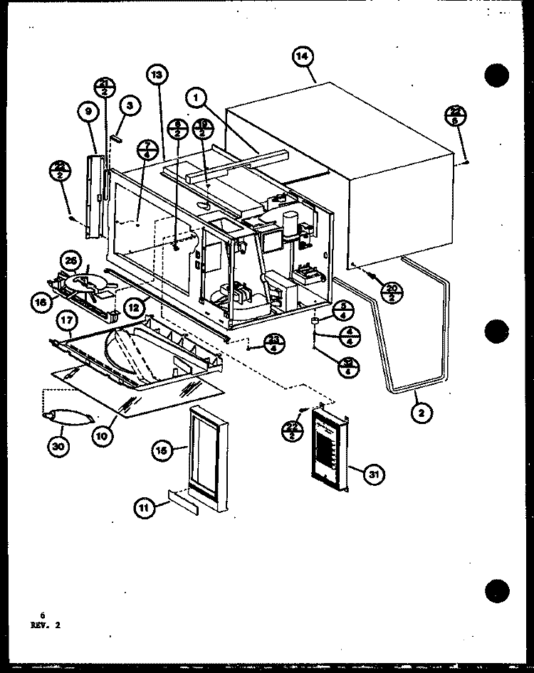 Page 2 Diagram and Parts List for RFS6 P7715402M Amana Microwave