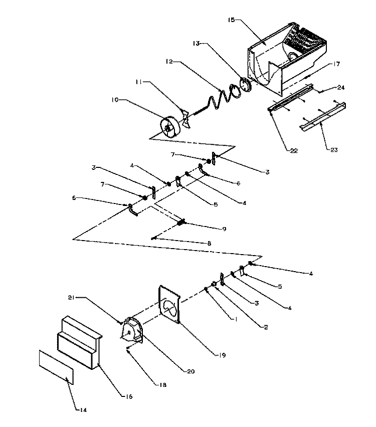 CRUSHED ICE BUCKET Diagram and Parts List for SXD20Q2W P1162508W W Amana Refrigerator