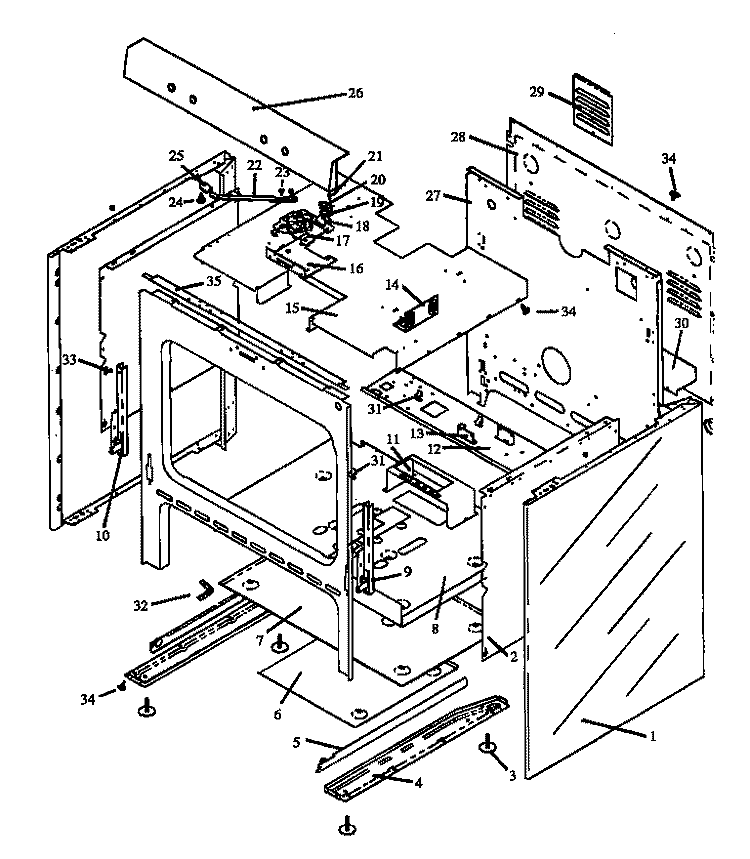 CABINET ASSY Diagram and Parts List for RSF3200W P1141255N Amana Range