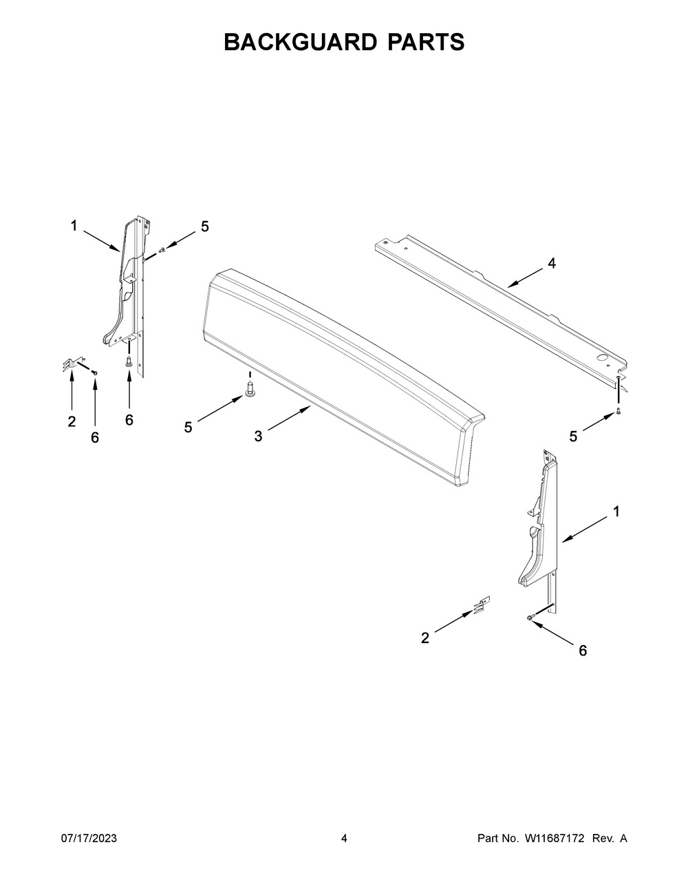 Backguard Parts Diagram and Parts List for AGR4203MNS0  Amana Range