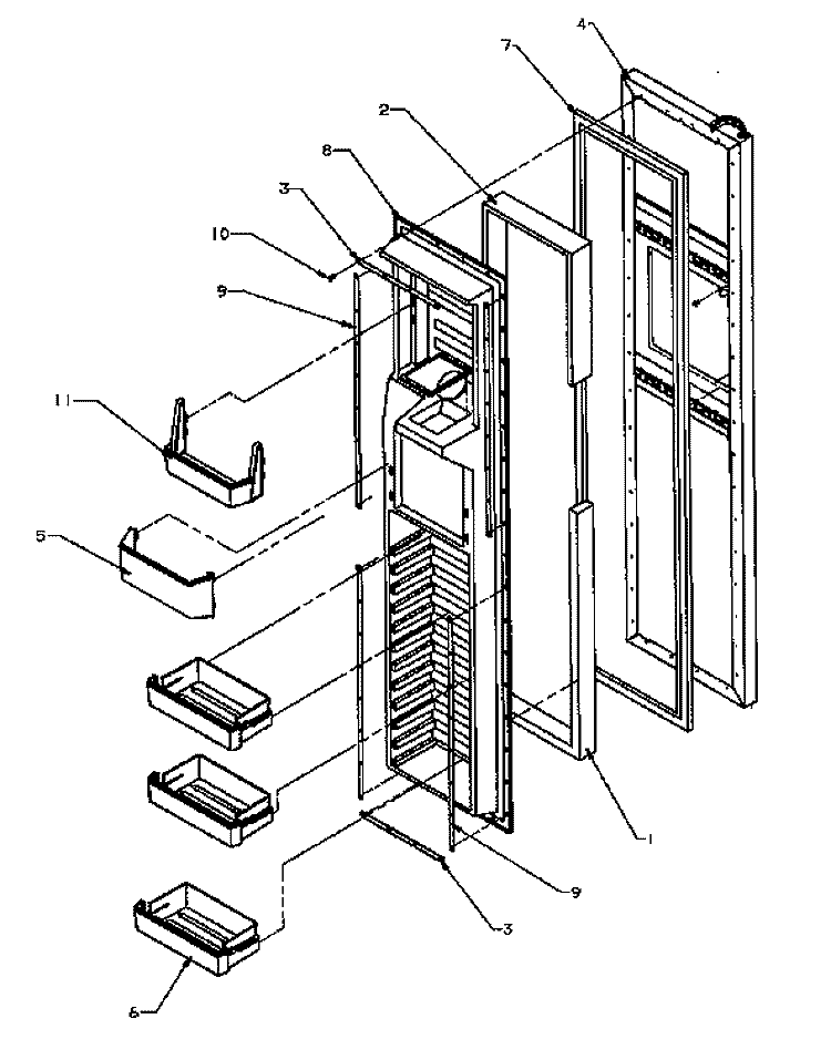 FZ DOOR Diagram and Parts List for SSD25N5L P1178903W L Amana Refrigerator
