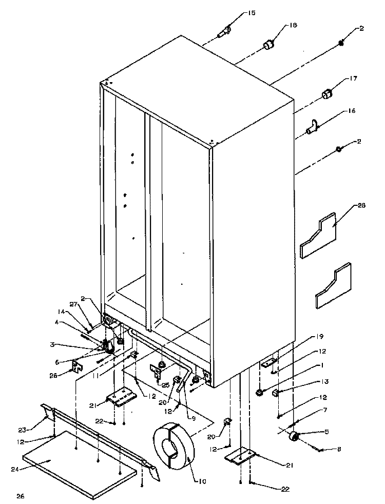 DRAIN AND ROLLERS Diagram and Parts List for SSD25N5L P1178903W L Amana Refrigerator