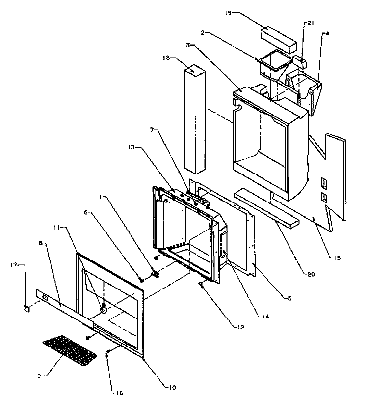 ICE AND WATER CAVITY Diagram and Parts List for SSD25N5L P1178903W L Amana Refrigerator