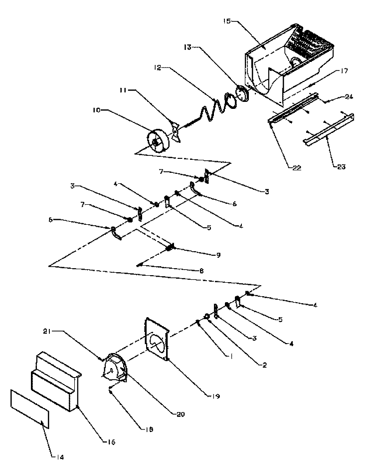 CRUSHED ICE BUCKET Diagram and Parts List for SSD25N5L P1178903W L Amana Refrigerator