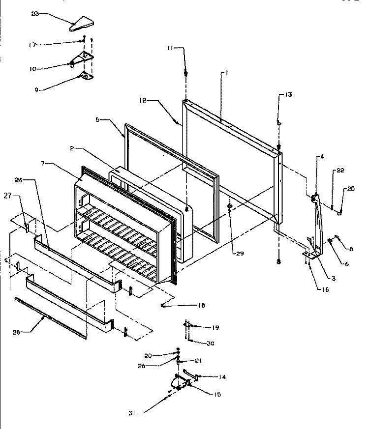 FZ DOOR Diagram and Parts List for TSI18A5L P1188201W L Amana Refrigerator