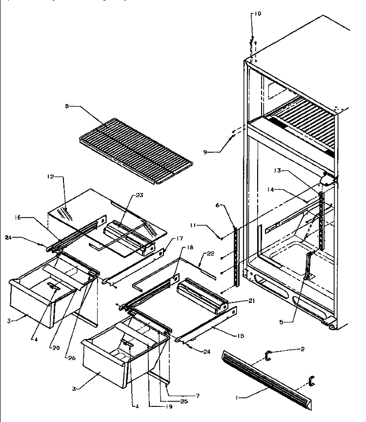 CABINET SHELVING Diagram and Parts List for TSI18A5L P1188201W L Amana Refrigerator