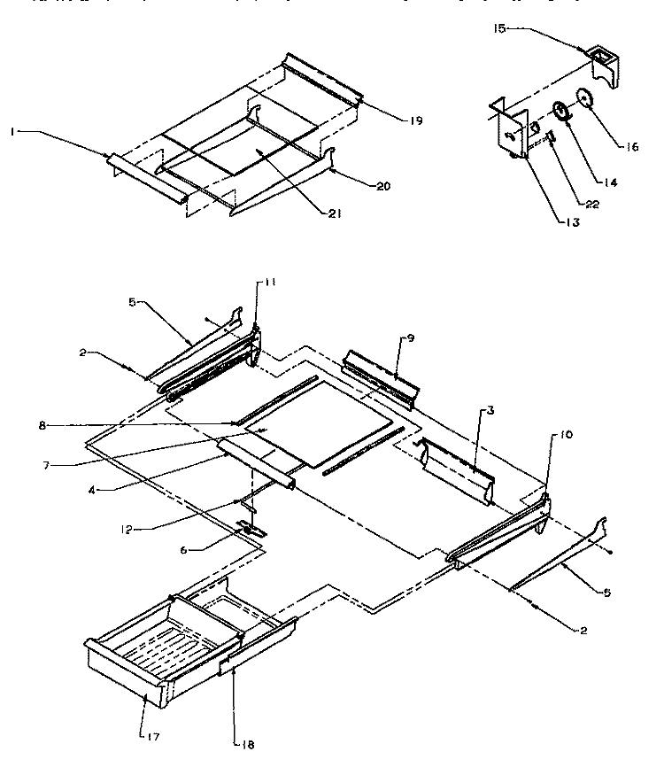 CABINET SHELVING Diagram and Parts List for TSI18A5L P1188201W L Amana Refrigerator