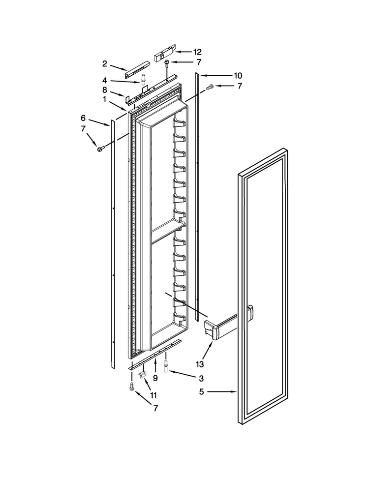 Freezer Door Parts Diagram and Parts List for JS42NXFXDW05  Jenn-Air Refrigerator