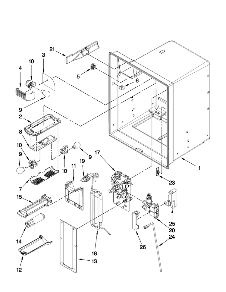 Refrigerator Liner Parts Diagram and Parts List for MFI2269VEB4  Maytag Refrigerator