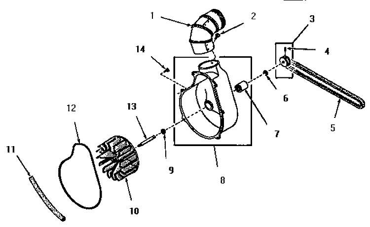 EXHAUST FAN Diagram and Parts List for FG3070  Amana Dryer