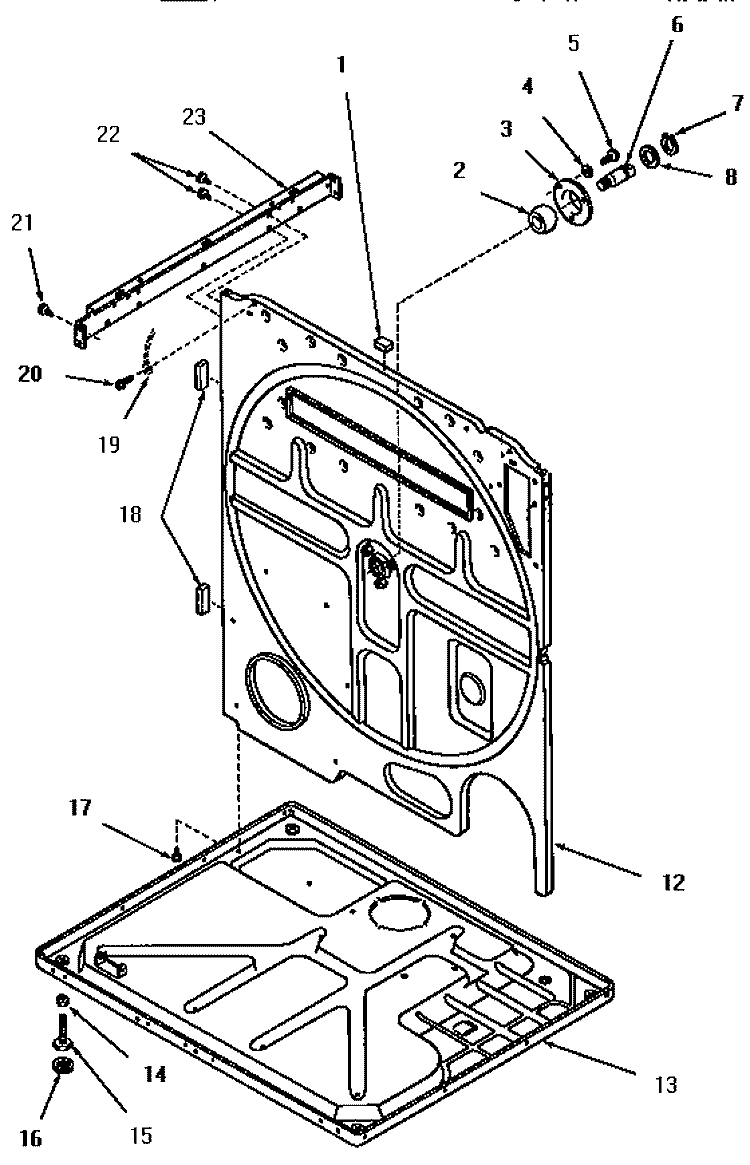 REAR FRAME AND FRAME BASE Diagram and Parts List for FG3070  Amana Dryer