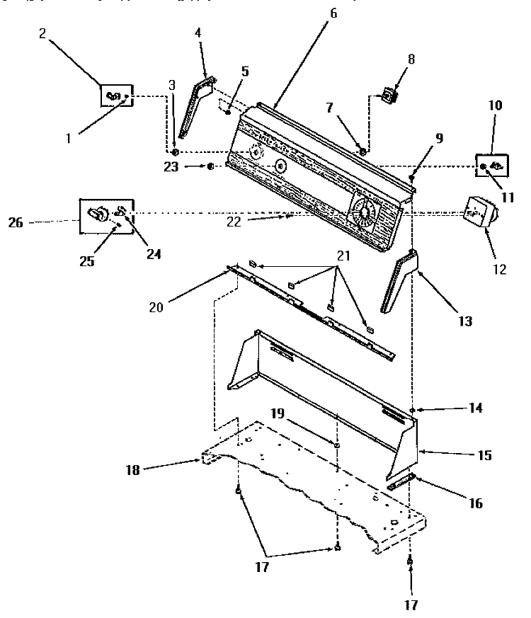 CONTROL PANEL, CONTROL HOOD AND CONTROLS Diagram and Parts List for FG6241  Amana Dryer