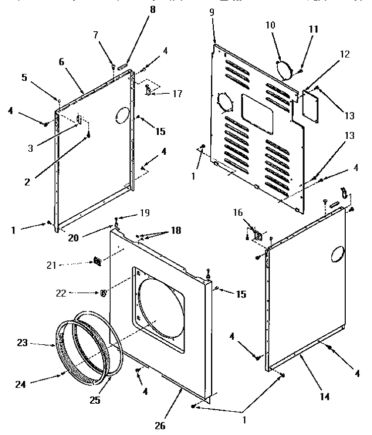 PANELS Diagram and Parts List for FG0640  Amana Dryer