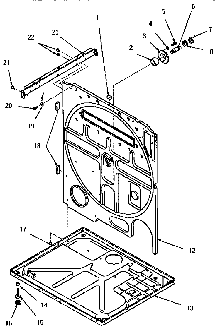 REAR FRAME AND FRAME BASE Diagram and Parts List for FG0640  Amana Dryer