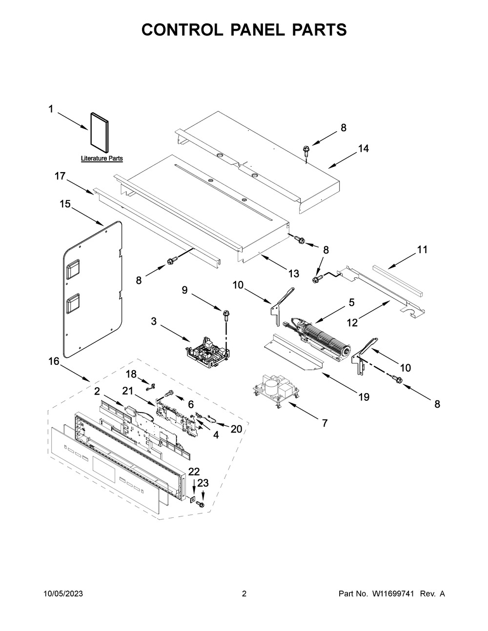 Control Panel Parts Diagram and Parts List for JMW3430LM03  Jenn-Air Microwave Oven Combo