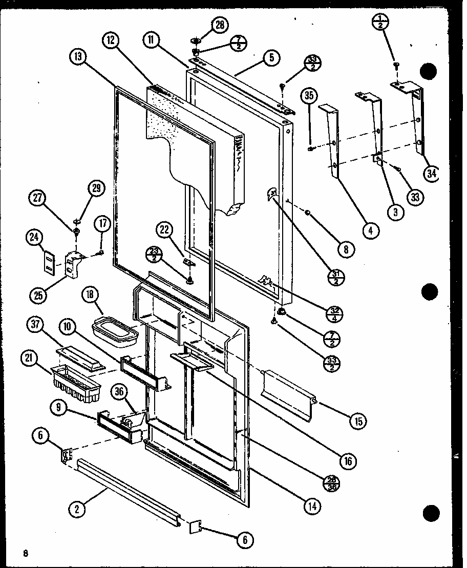 Section 24 Diagram and Parts List for TX18N-P1106212W  Amana Refrigerator