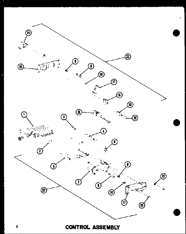 Control Assembly Diagram and Parts List for RC-14 P72100-7M Amana Microwave
