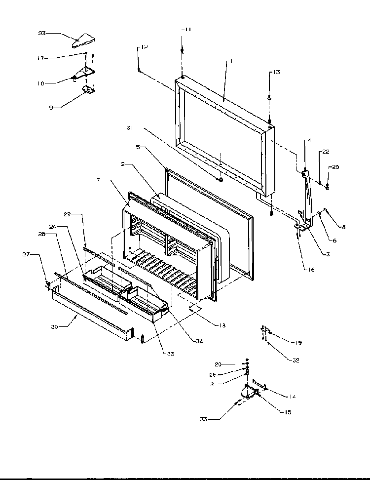 Freezer Door Diagram and Parts List for TP21A3L-P1181503WL  Amana Refrigerator