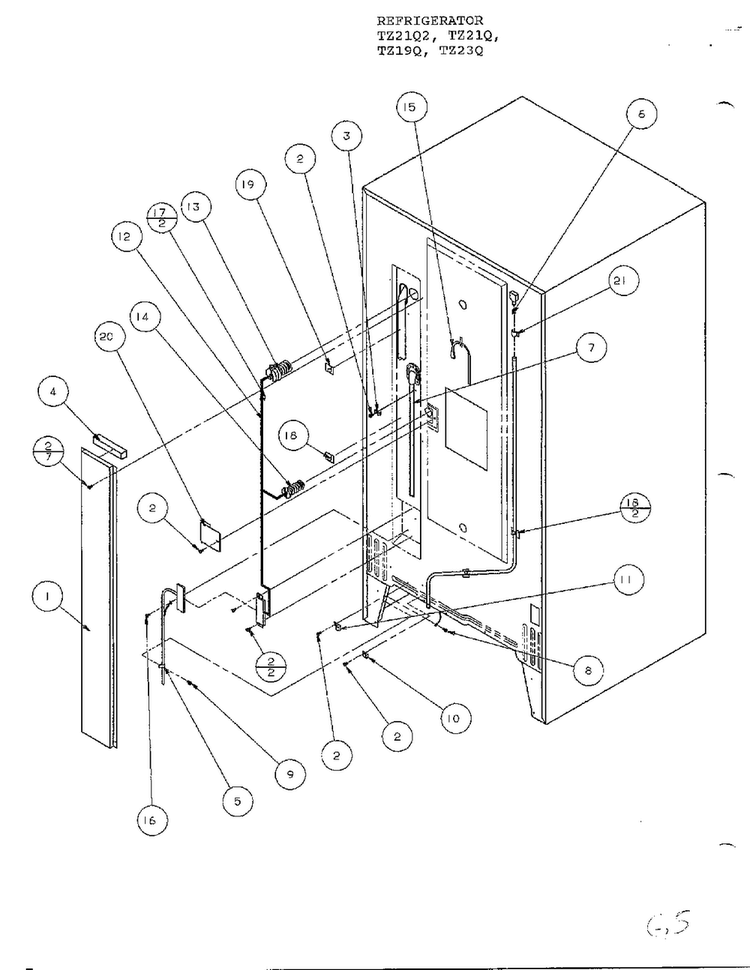 Cabinet Back Diagram and Parts List for TZ21Q  Amana Refrigerator
