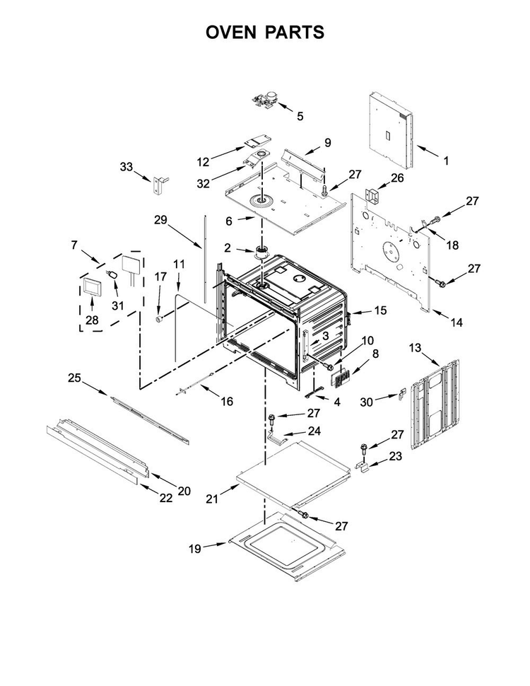 Oven Parts Diagram and Parts List for JJW2430DS02  Jenn-Air Wall Oven