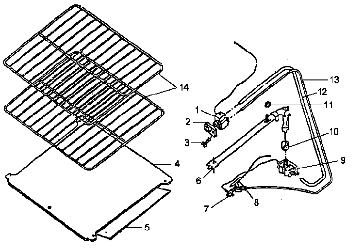Oven Components Diagram and Parts List for RLS270UW P1143043NW Caloric Range