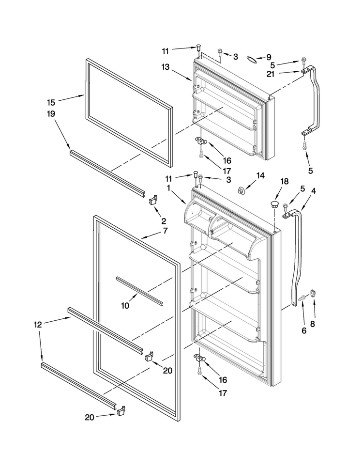 Door Parts Diagram and Parts List for A6TXNWFXW00  Amana Refrigerator