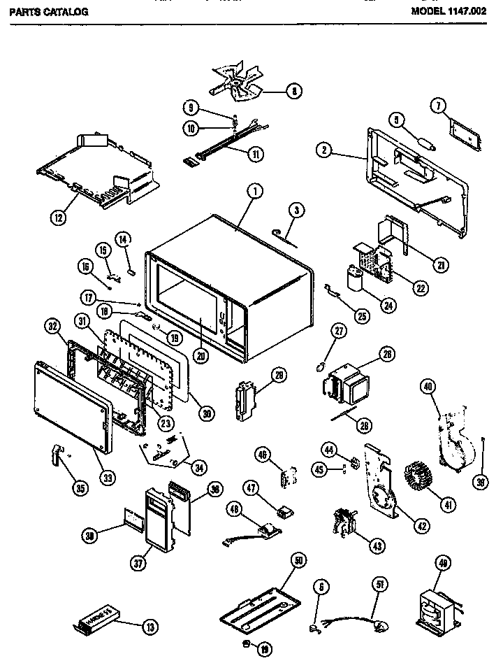 Microwave Parts Diagram and Parts List for 1147002  Amana Microwave