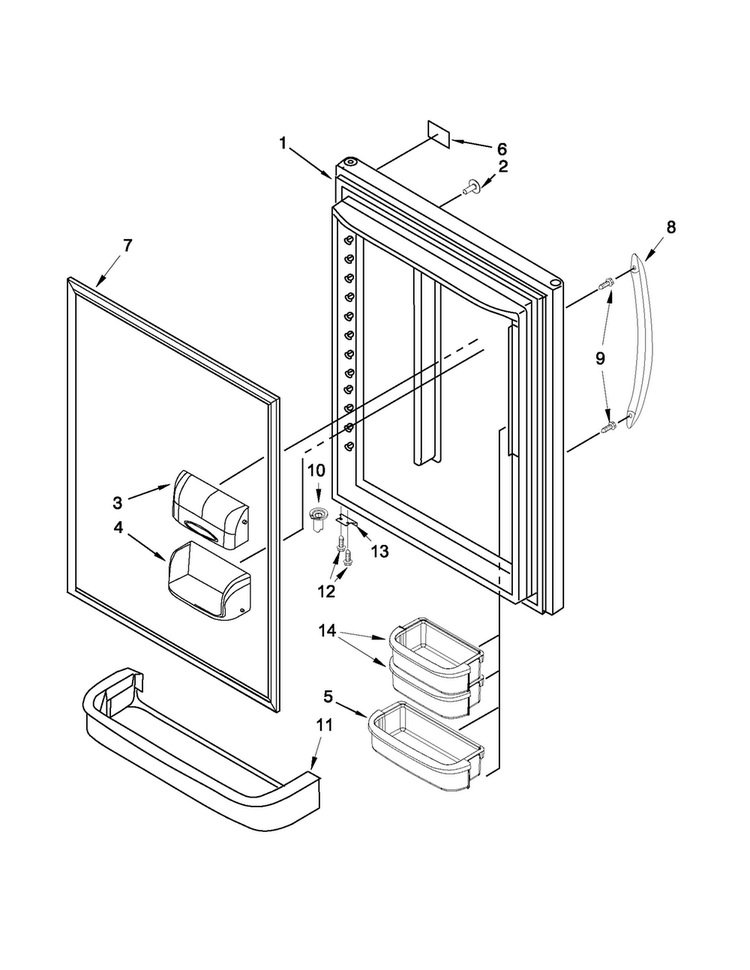Refrigerator Door Diagram and Parts List for ABB1924WES3  Amana Refrigerator