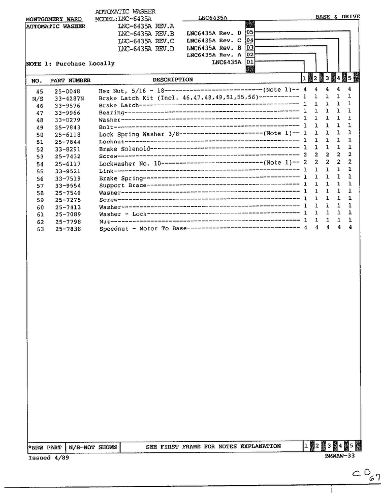 Base And Drive Page 3 Diagram and Parts List for 6435A  Norge Washer