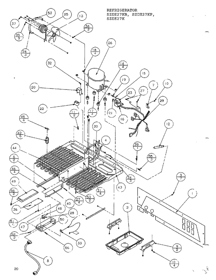 Machine Compartment Diagram and Parts List for SZDE27KB  Amana Refrigerator