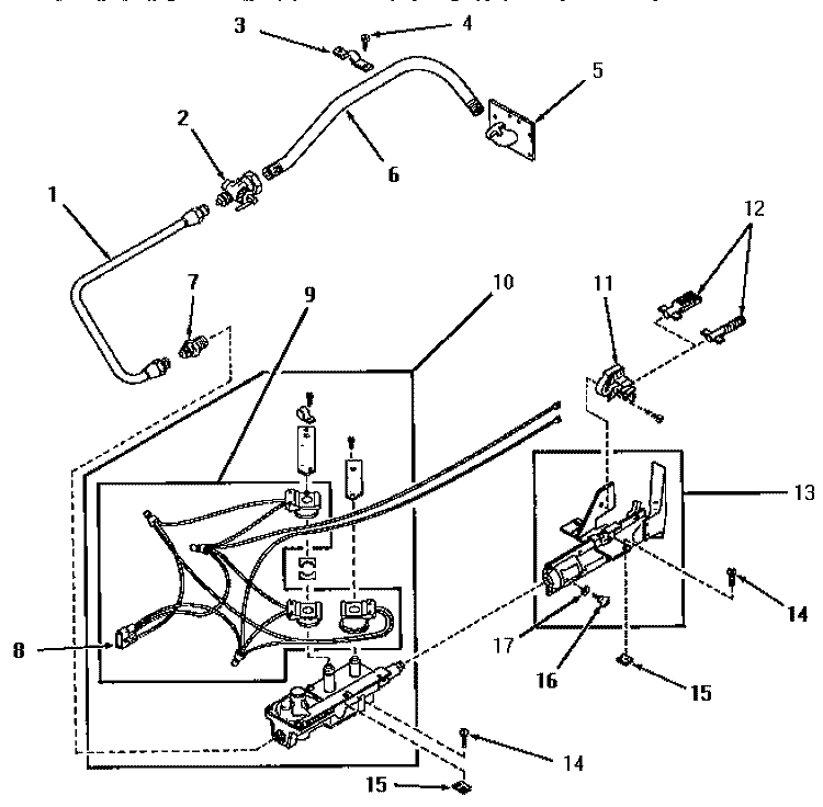 GLOW BAR IGNITION BURNER Diagram and Parts List for FG6211  Amana Dryer
