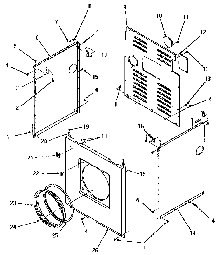 PANELS Diagram and Parts List for FG9031  Amana Dryer