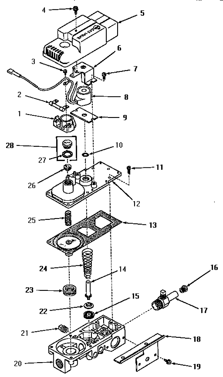 GAS VALVE Diagram and Parts List for FG9031  Amana Dryer