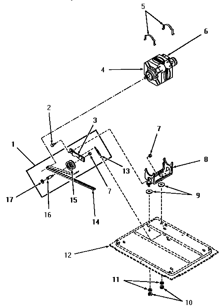 MOTOR, IDLER PULLEY AND DRUM BELT Diagram and Parts List for HZ1070  Speed Queen Dryer