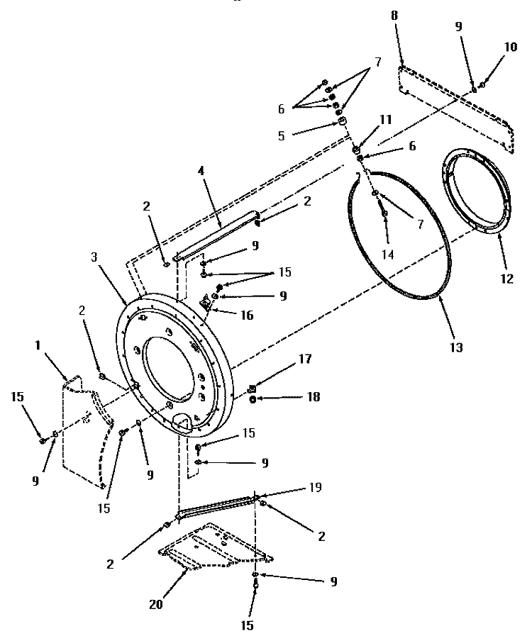 HEATER ELEMENT AND HOUSING Diagram and Parts List for HZ1070  Speed Queen Dryer
